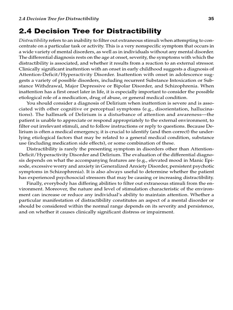 Distractibility Diagnosis Decision Tree | PDF | Psychosis | Bipolar ...