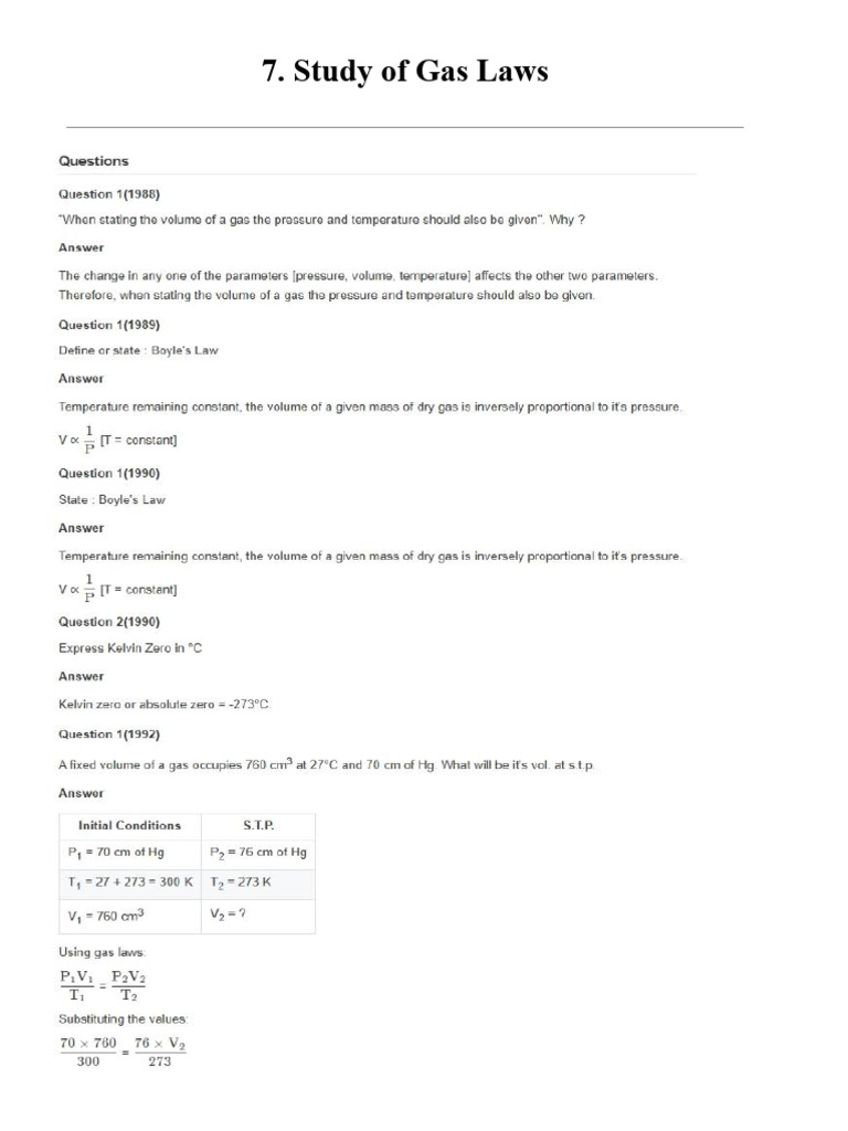 Study of Gas Laws | PDF