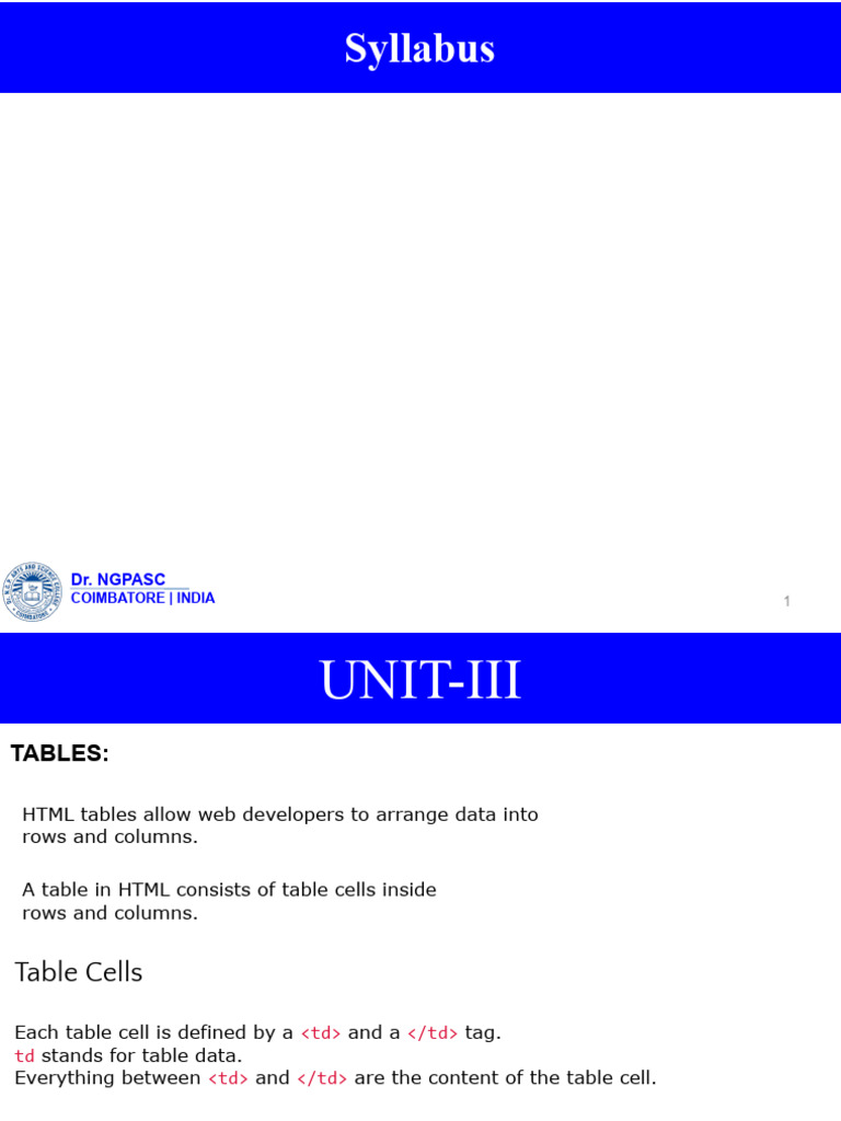UNIT III - Programming Principles | PDF | Html Element | Html