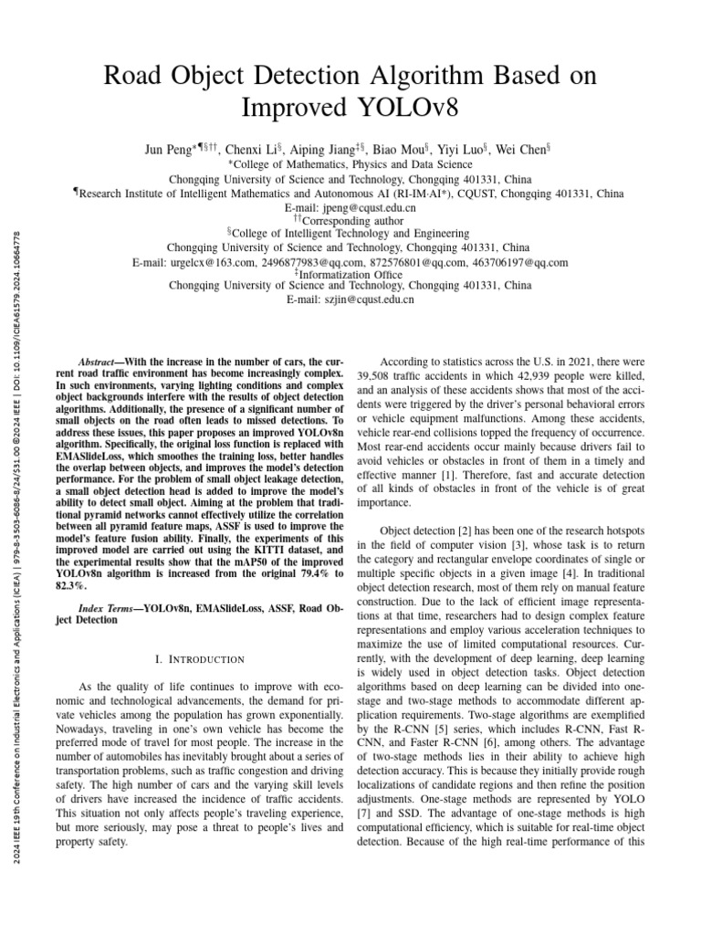 Enhanced YOLOv8 for Road Object Detection | PDF | Deep Learning | Image ...