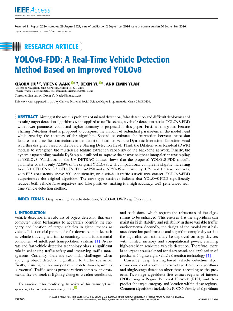 YOLOv8-FDD: Enhanced Real-Time Vehicle Detection | PDF | Applied ...