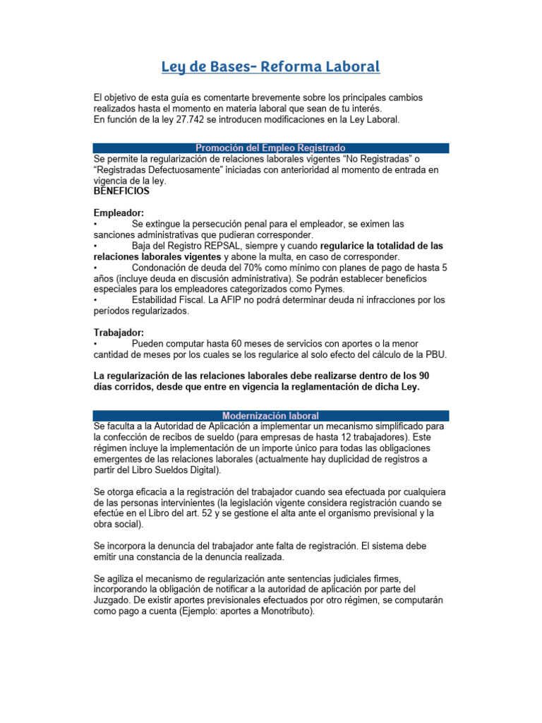 Cambios Clave en la Reforma Laboral | PDF | Derecho laboral
