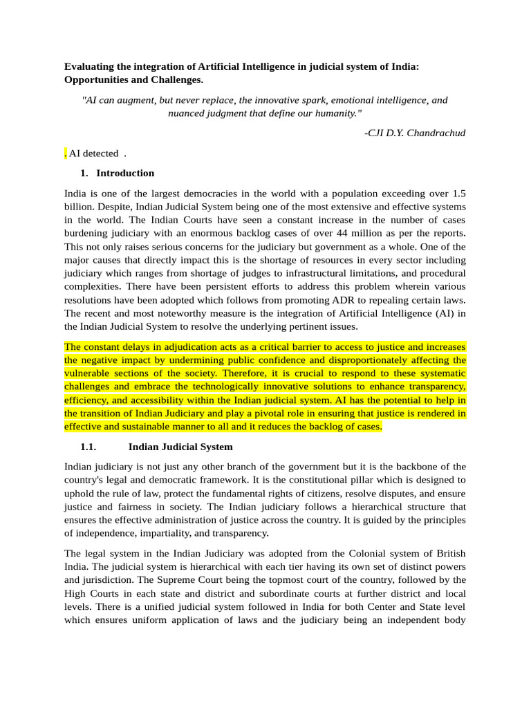 AI Integration in India's Judicial System | PDF | Artificial ...