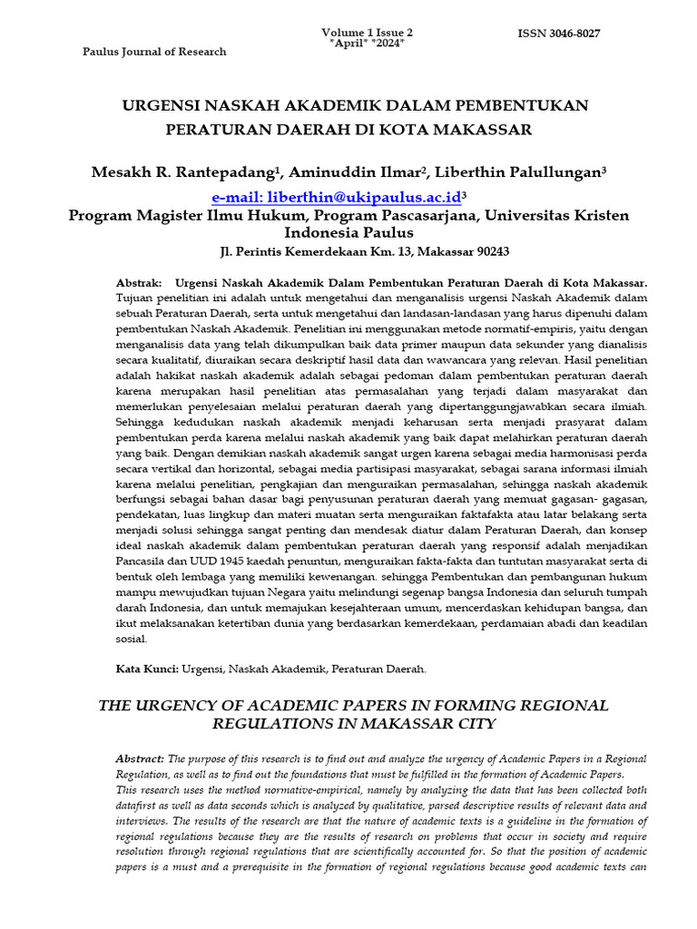 Urgensi Naskah Akademik Perda Makassar | PDF