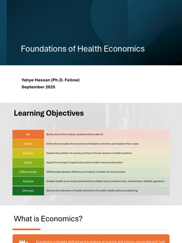 Module 1 Health Economics | PDF | Economics | Health Economics