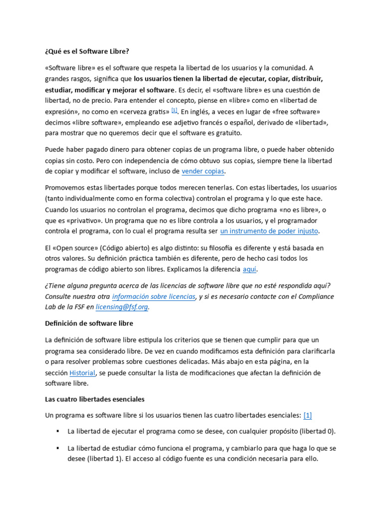 Definición y Libertades del Software Libre | PDF | Ñu | Distribución de ...