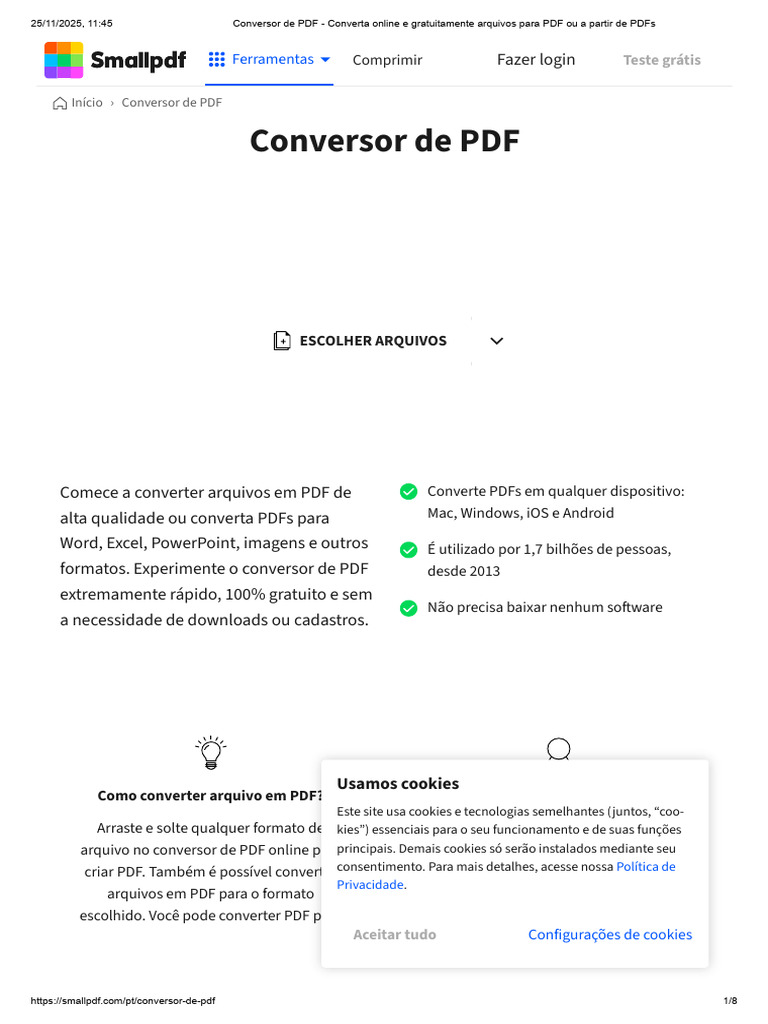 Converter PDF Online Grátis e Rápido | PDF | Internet | Android ...