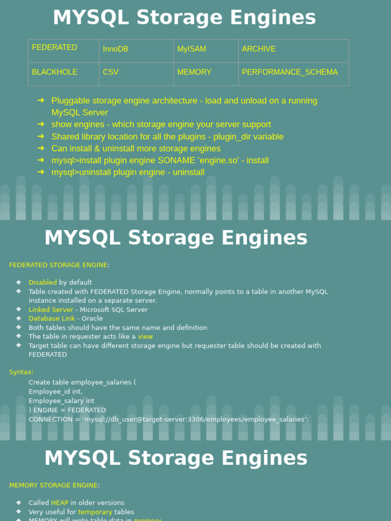 MySQL Storage Engines Overview | PDF | Database Transaction | Comma ...