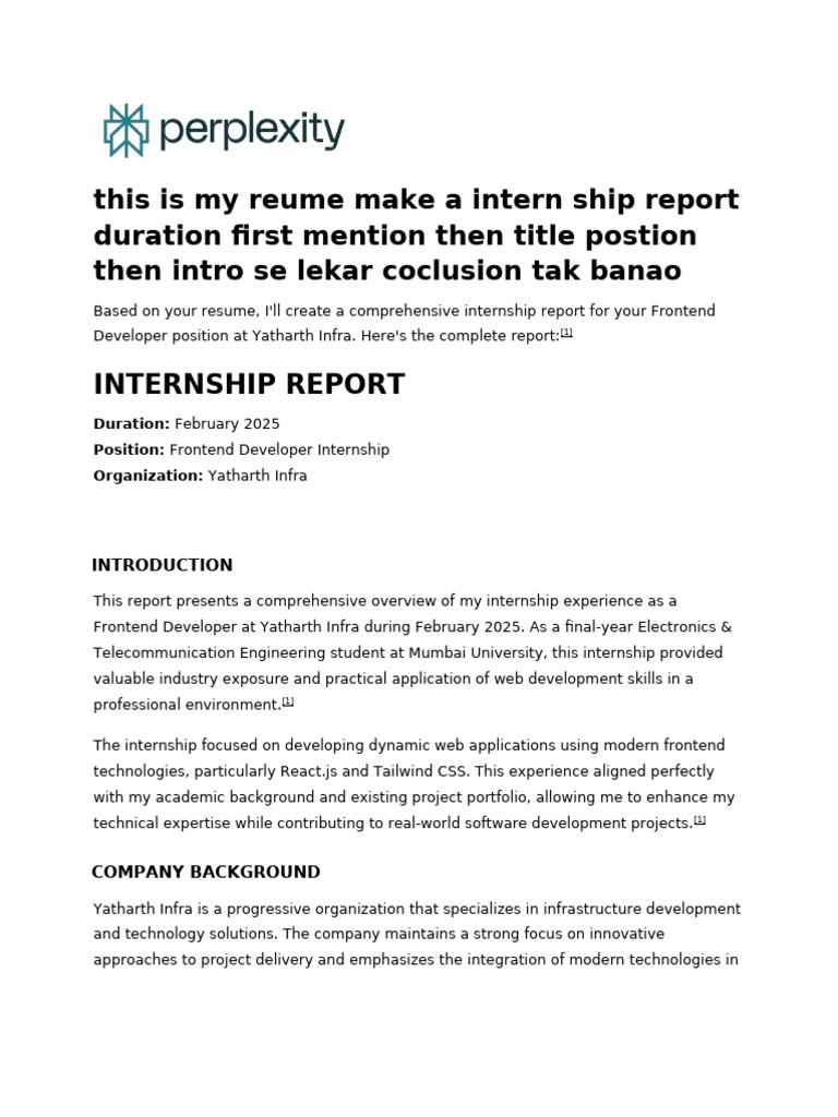 Frontend Developer Internship Report | PDF | User Interface | User ...