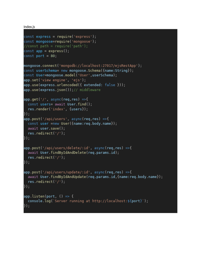 EJS User Management with MongoDB | PDF