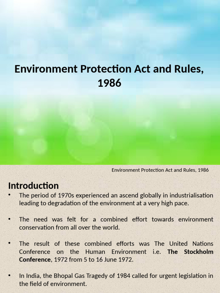 Environment Protection Act Overview | PDF | Chlorofluorocarbon | Ozone ...