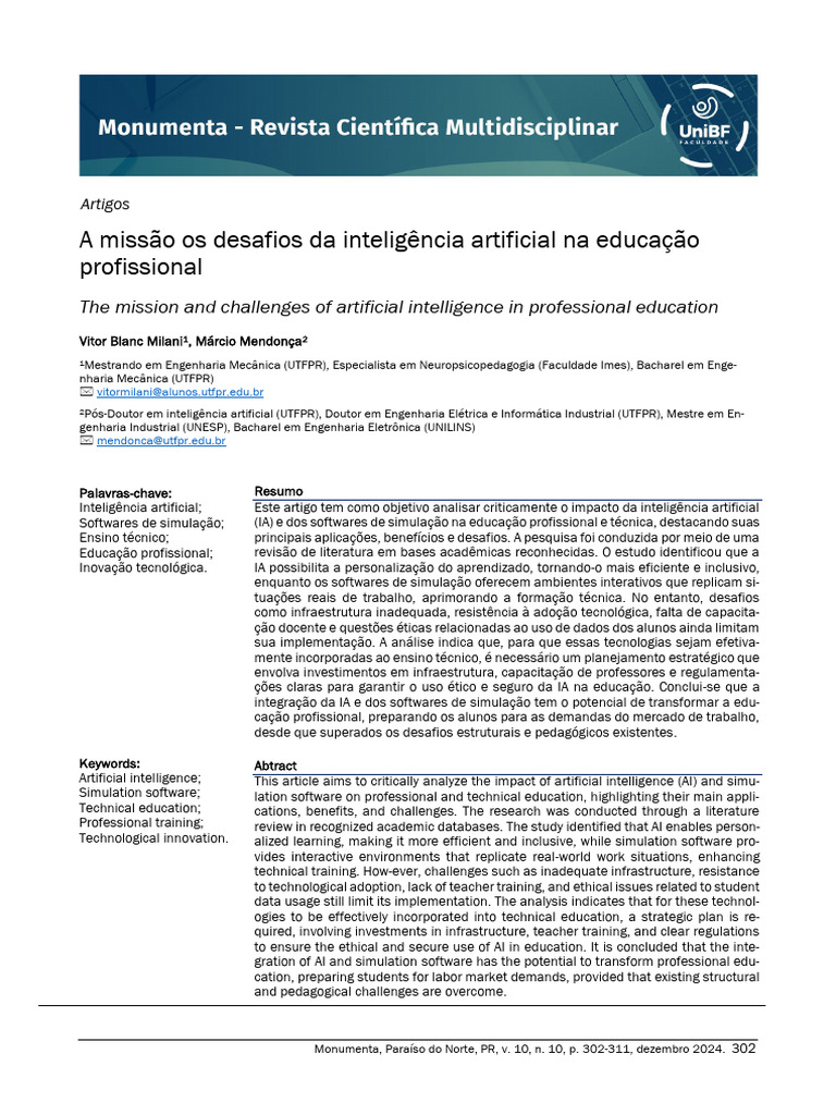 Desafios da IA na Educação Profissional | PDF | Inteligência artificial ...