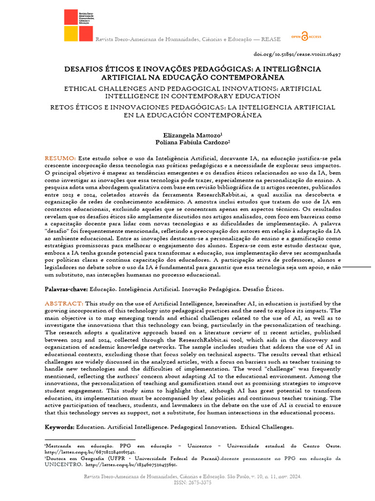 IA na Educação: Desafios e Inovações | PDF | Inteligência artificial ...
