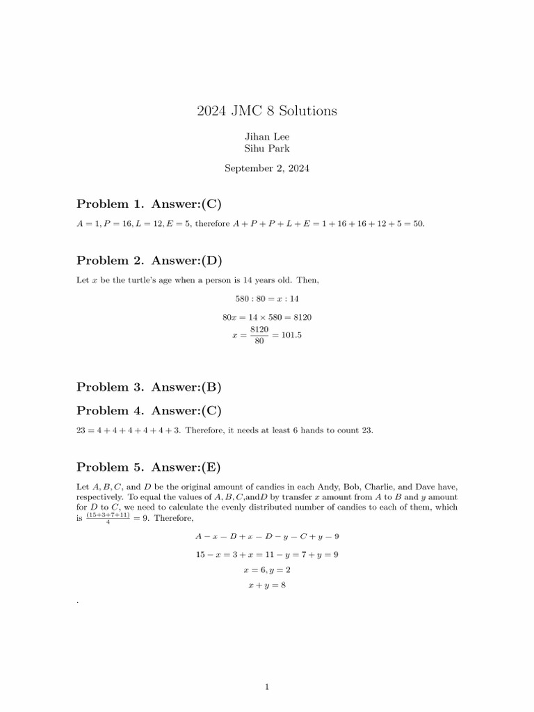 2024 JMC Mock Solutions | PDF