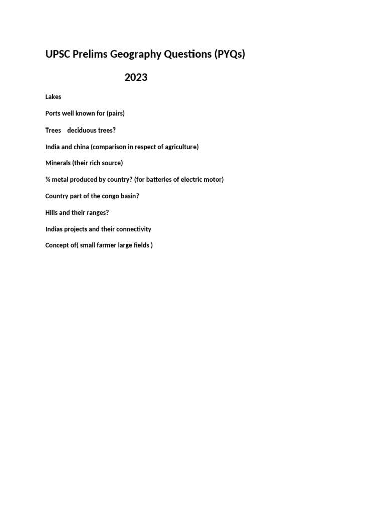 UPSC Prelims Geography Questions | PDF