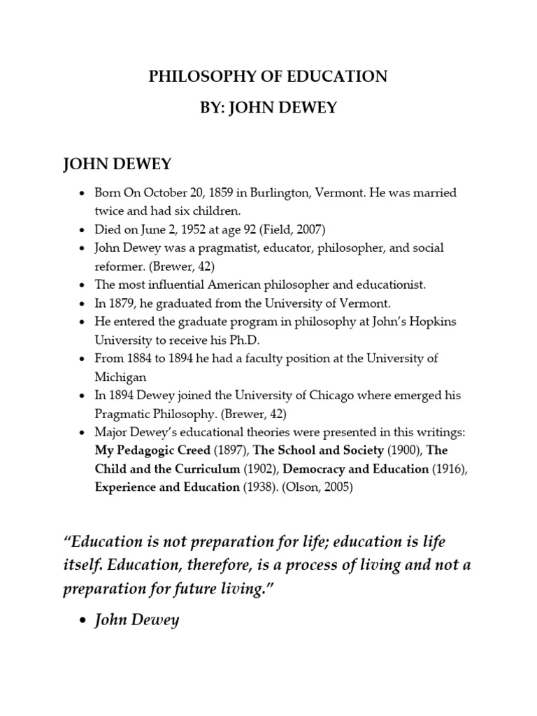 John Dewey's Educational Philosophy | PDF | John Dewey | Pragmatism