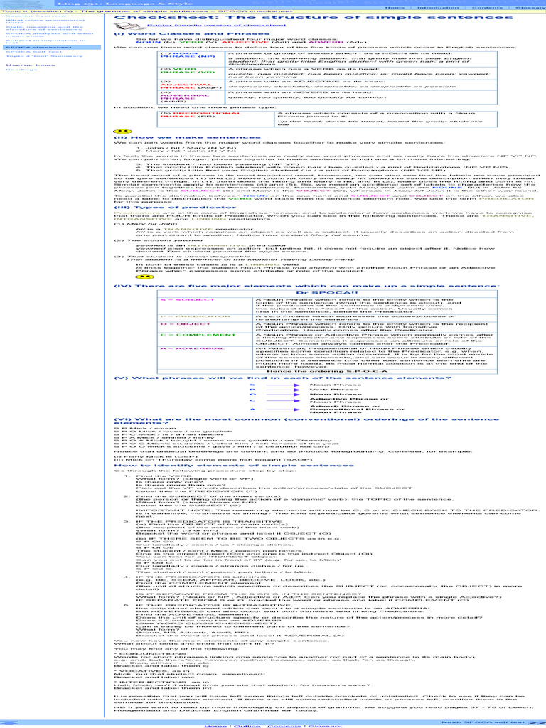 Ling 131, Topic 4 (Session A) 3 | PDF | Predicate (Grammar) | Phrase