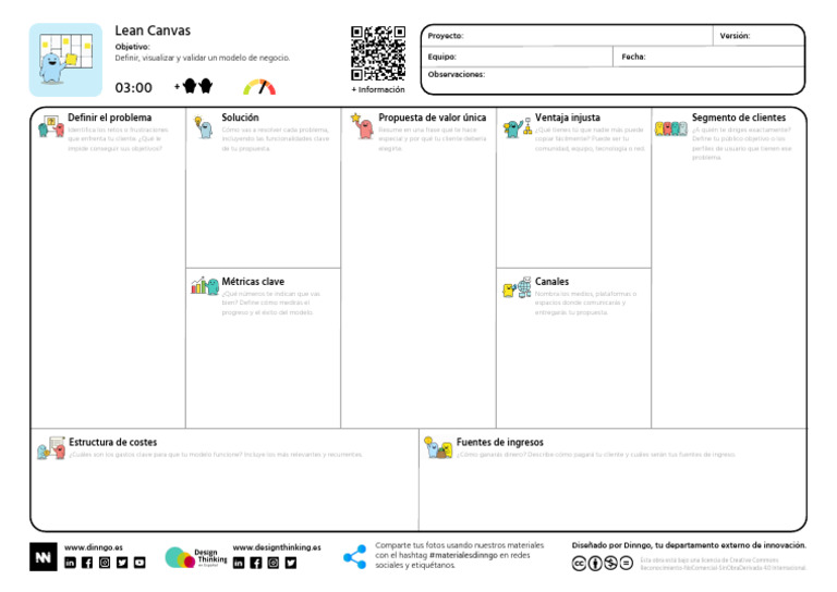 Plantilla Lean Canvas Design Thinking en Espanol Copia | PDF | El ...