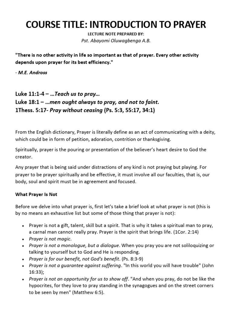 Understanding the Power of Prayer | PDF | Prayer | God