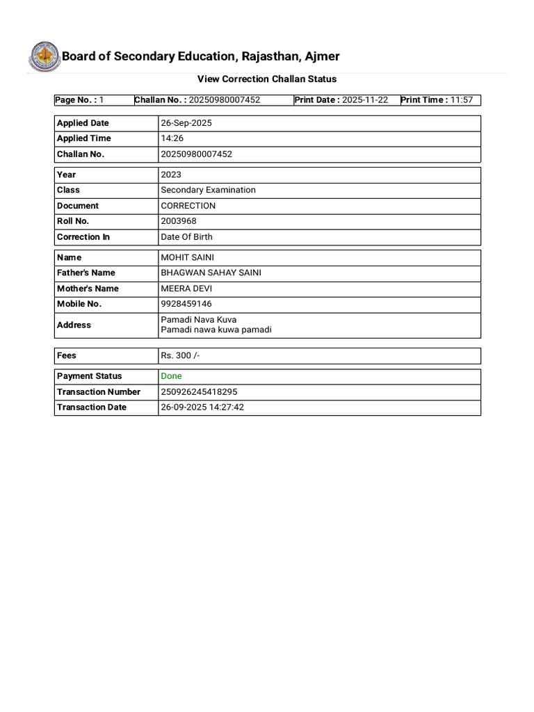 Board of Secondary Education, Rajasthan, Ajmer (1) | PDF