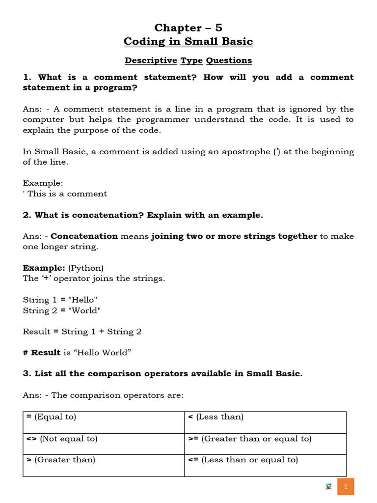Small Basic Coding Concepts Explained | PDF