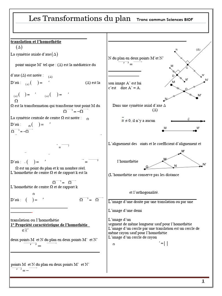 Transformations géométriques en plan | PDF | Objets mathématiques ...