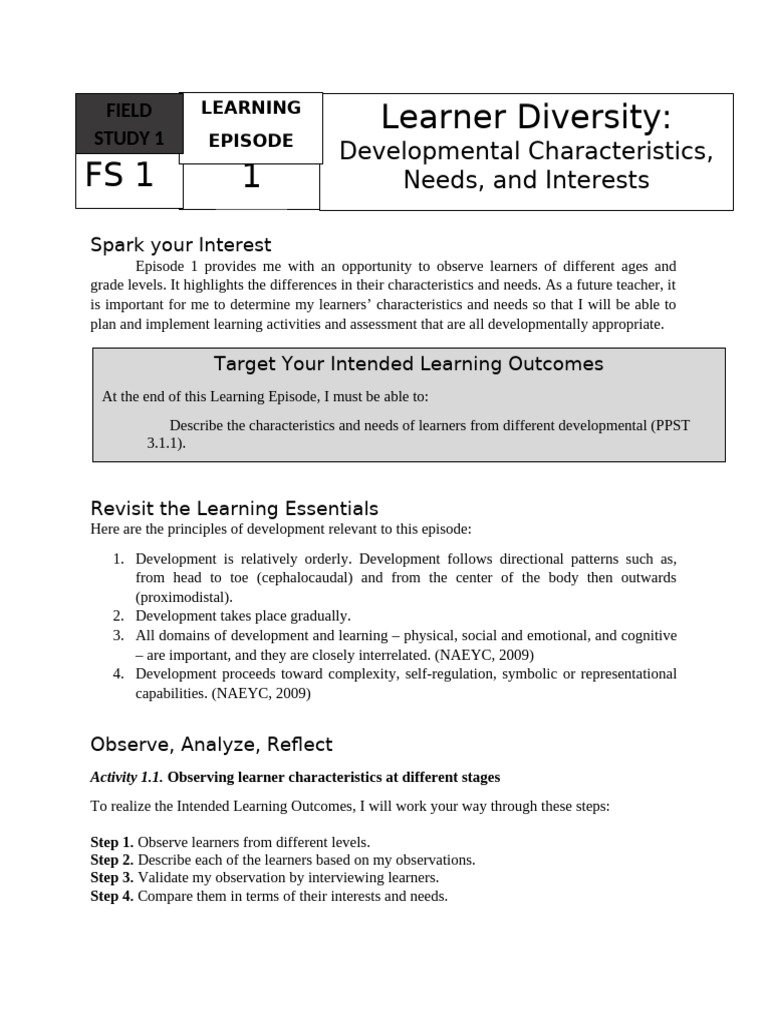 Understanding Learner Development Needs | PDF | Learning | Teachers
