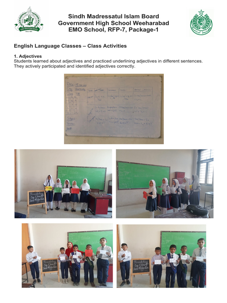 English Language Class Activities Report | PDF