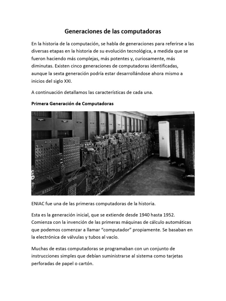 Generaciones de Las Computadoras | PDF | Circuito integrado ...