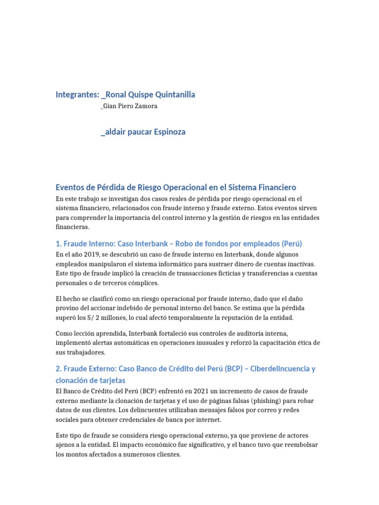 Fraudes en el Sistema Financiero Peruano | PDF | La seguridad ...