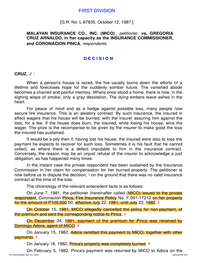2 Malayan Insurance Co., Inc. v. Arnaldo | PDF | Insurance | Justice