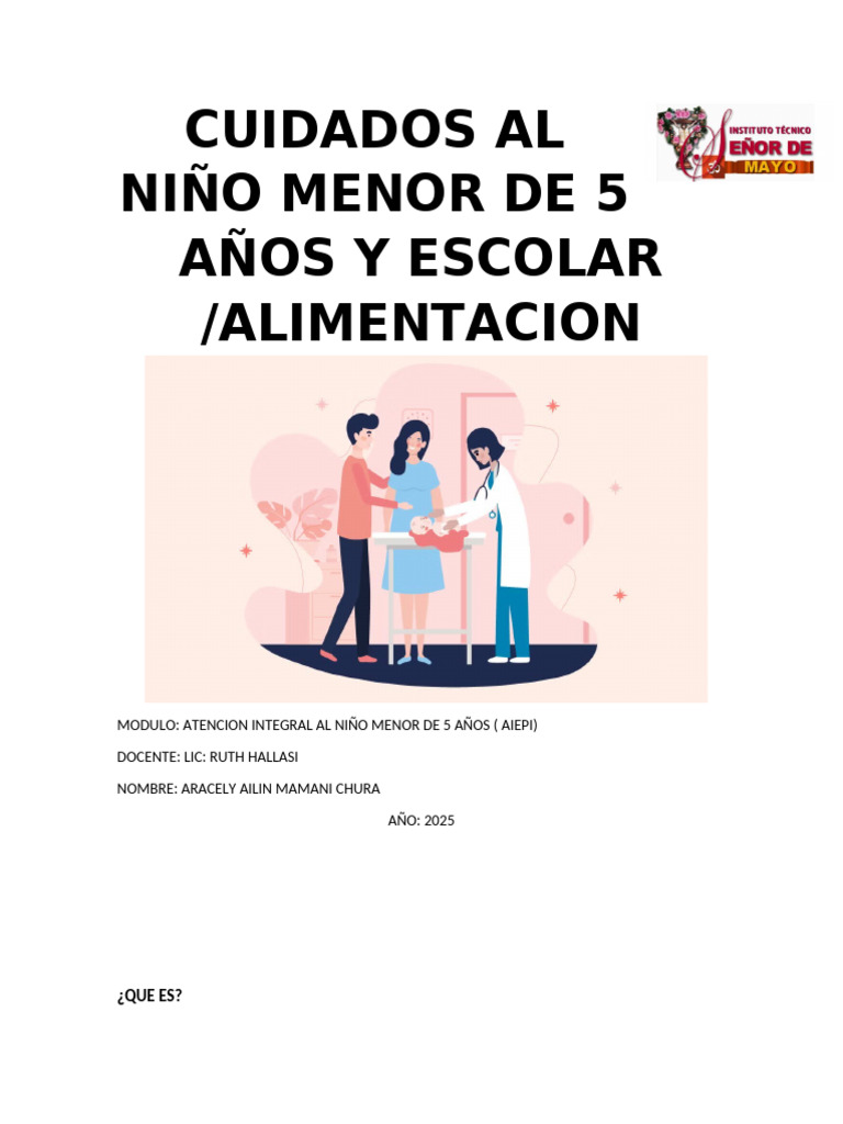 Cuidados Al Niño Menor de 5 Años y Escolar | PDF | Alimentos ...