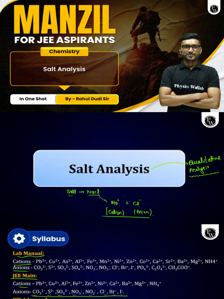 Salt Analysis Class Notes | PDF