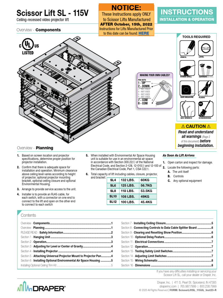 Scissor Lift SL Installation Guide | PDF | Elevator | Switch