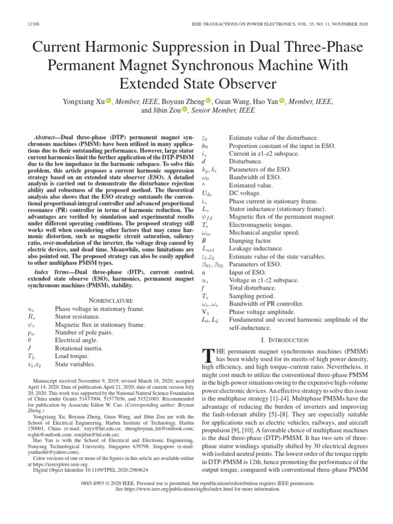 Current Harmonic Suppression in Dual Three-Phase Permanent Magnet ...