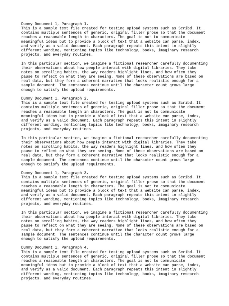 Scribd Dummy 01 | PDF | Narrative | Paragraph