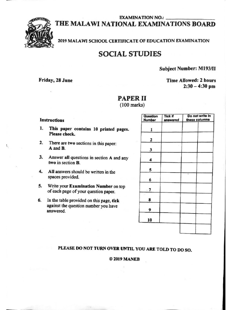 2019 Social Pp2 Maneb | PDF