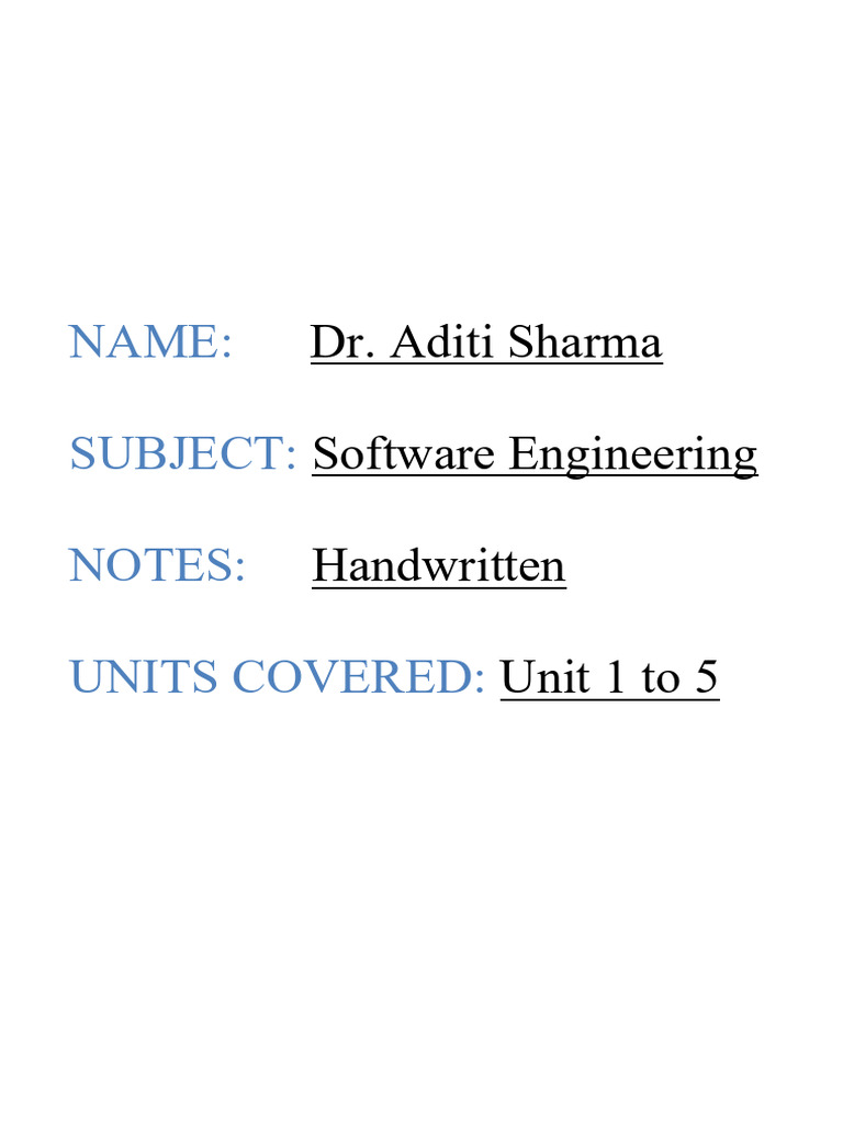 Dr. Aditi Sharma's Software Engineering Notes | PDF | Risk | Procurement