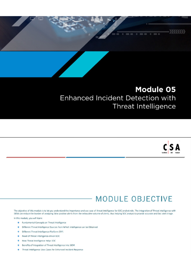 MODULE 5 Incident Threat Detection With Threat Intelligence | PDF