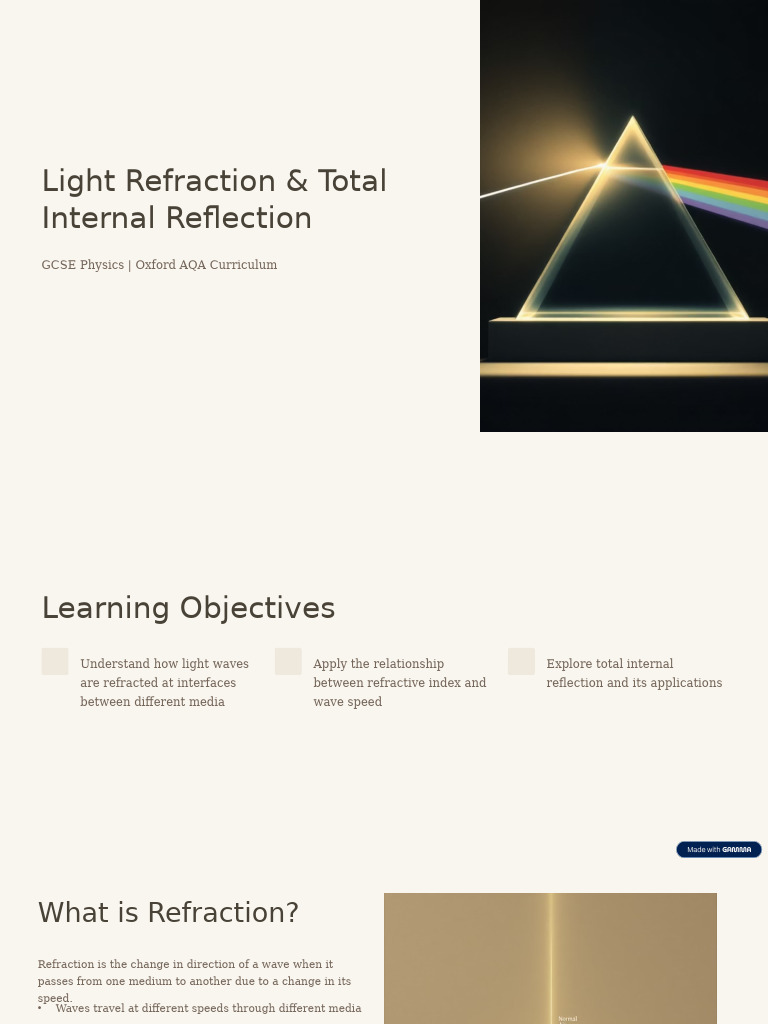 Light Refraction & Total Internal Reflection | PDF | Refraction ...