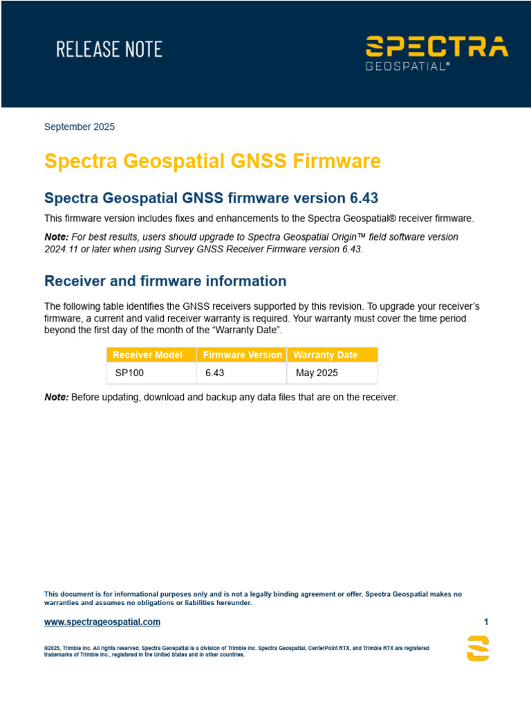 Spectra Geospatial GNSS Firmware 6.43 Update | PDF | File Transfer ...