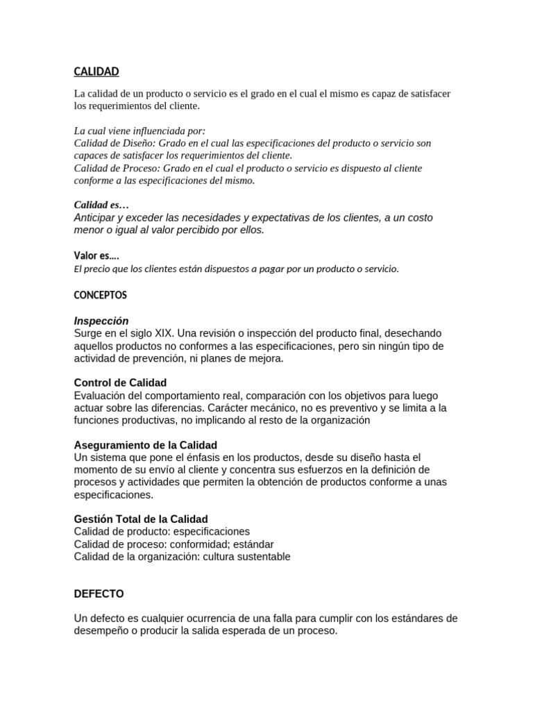 Principios de Calidad y Control Total | PDF | Calidad (comercial)