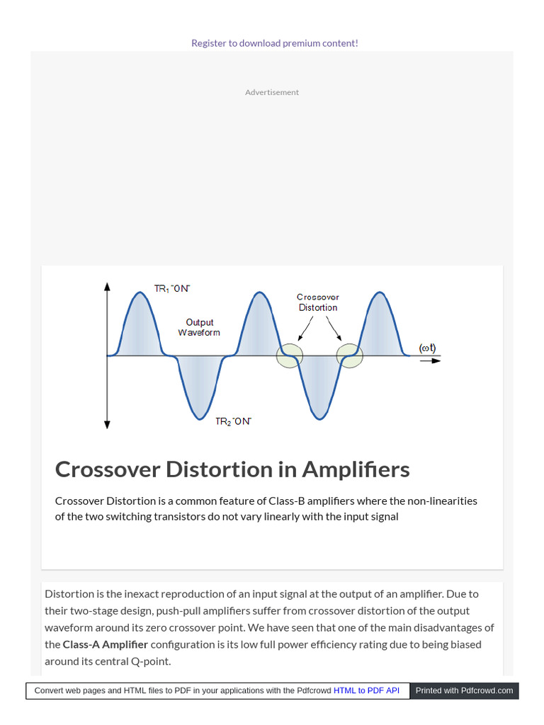 Crossover Distortion and Push-Pull Topology | PDF | Transistor | Distortion