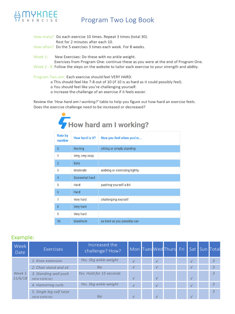 Program Two Exercise Log Book | PDF | Lower Limb Anatomy ...