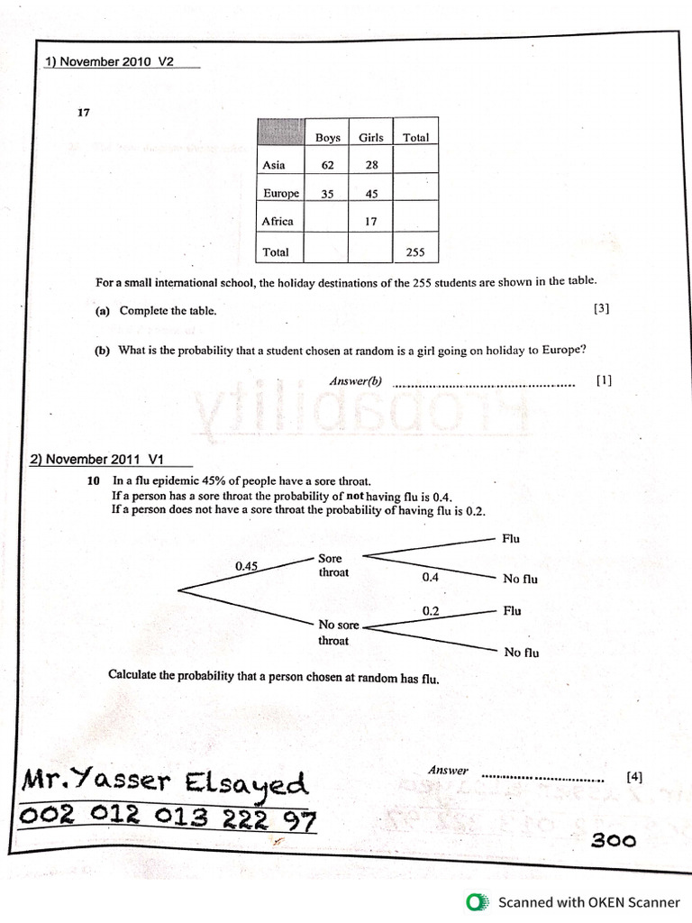 Probability Igcse | PDF