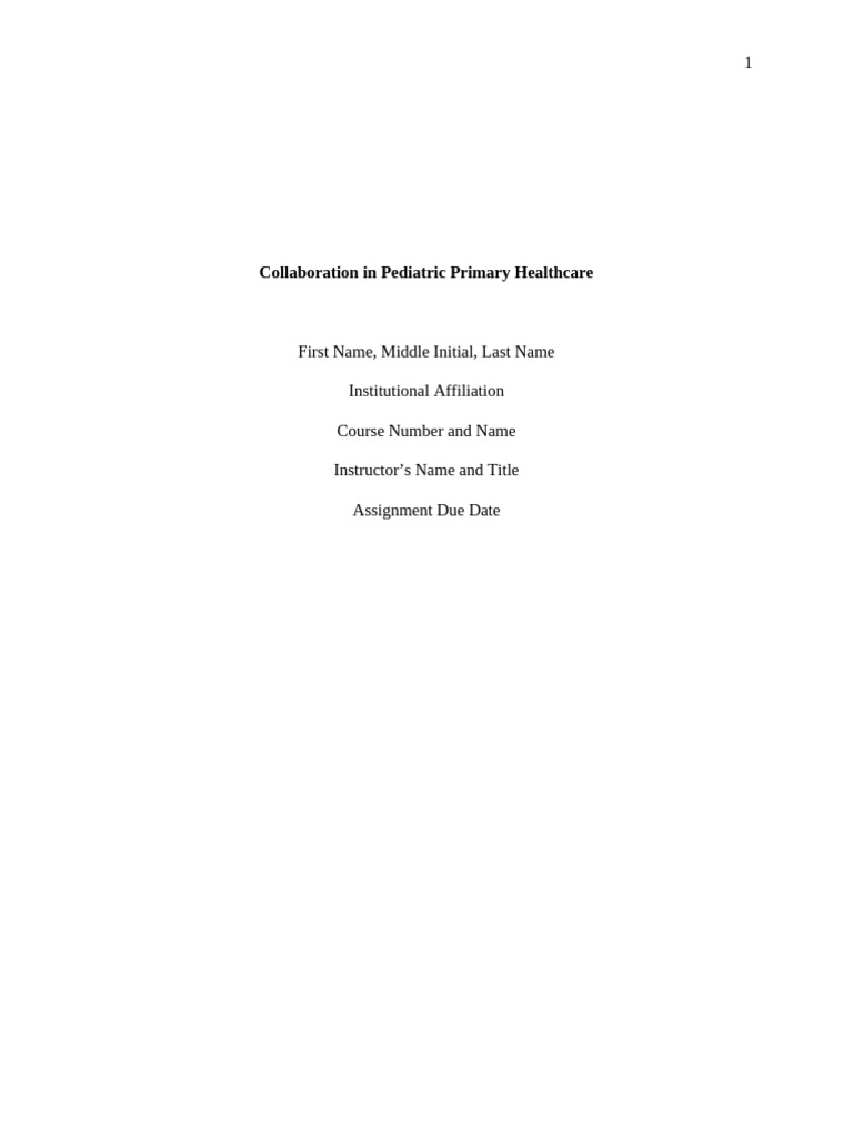 Collaboration in Pediatric Primary Healthcare-Edited | PDF | Pediatrics ...