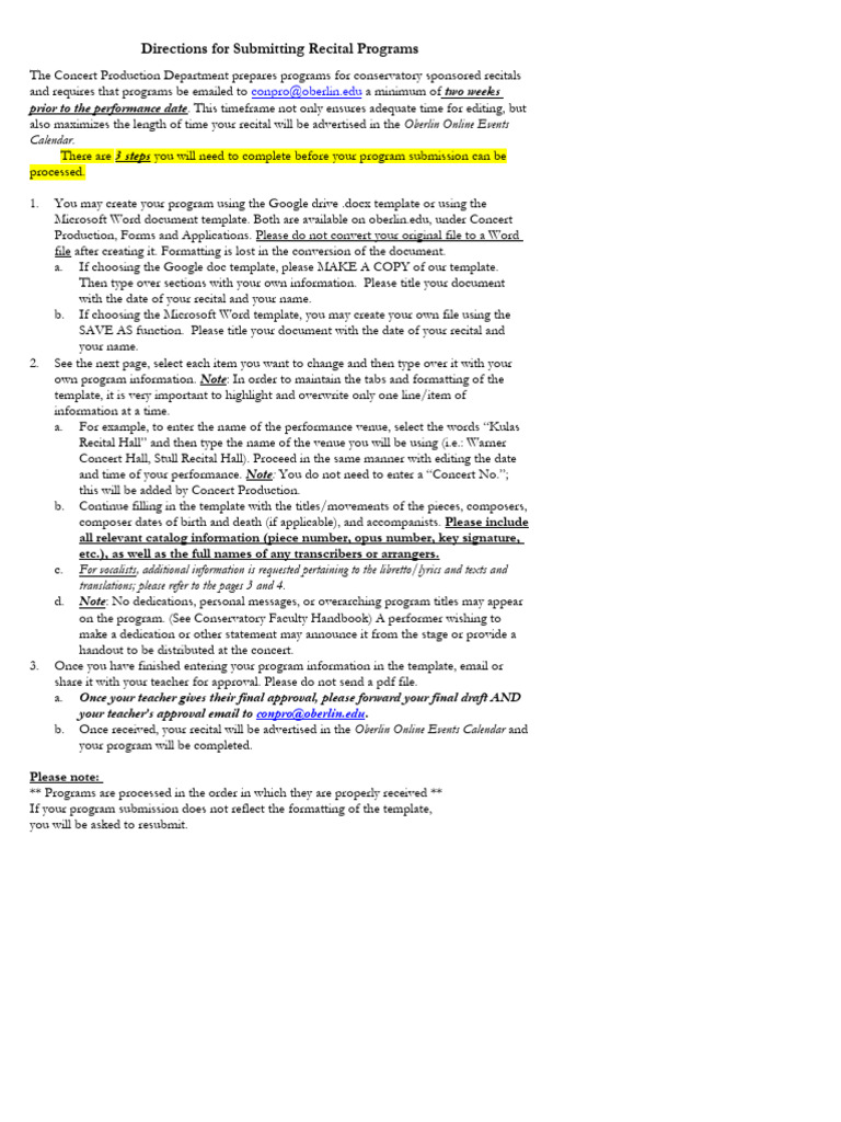 25-26 Student Degree Recital G Drive Template | PDF | Microsoft Word ...