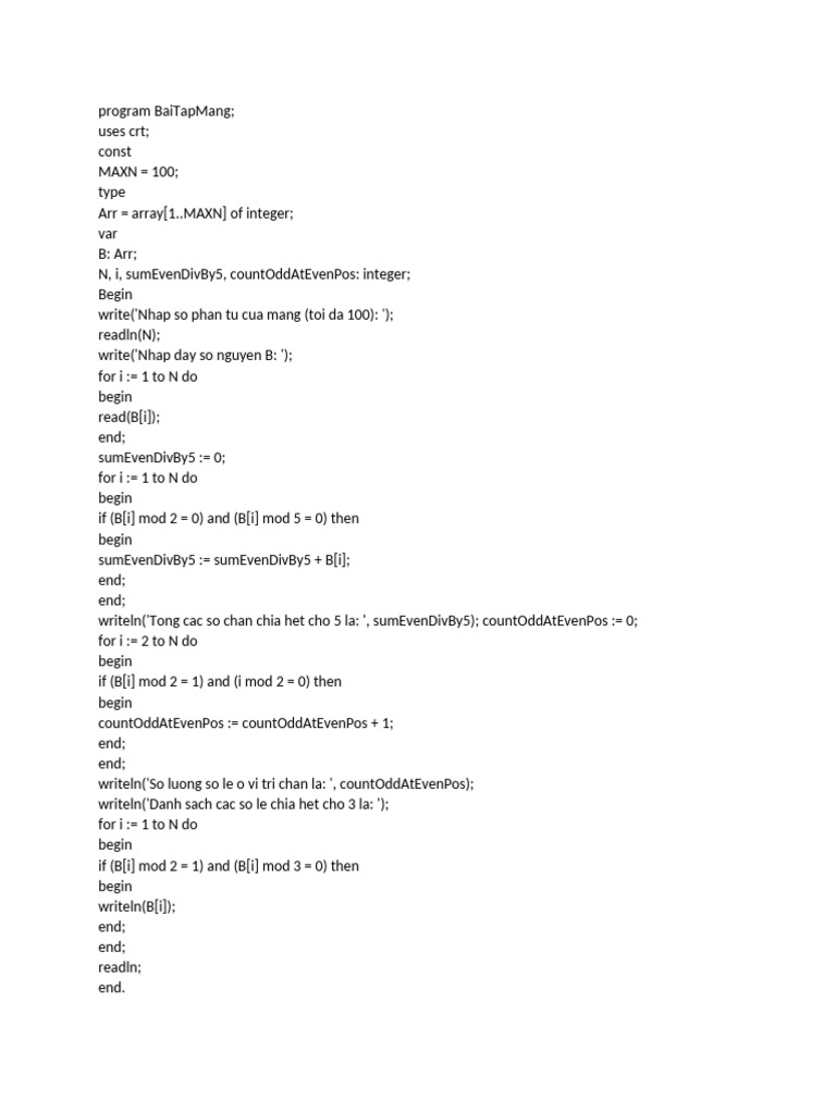 Array Processing in Pascal: Even and Odd Counts | PDF
