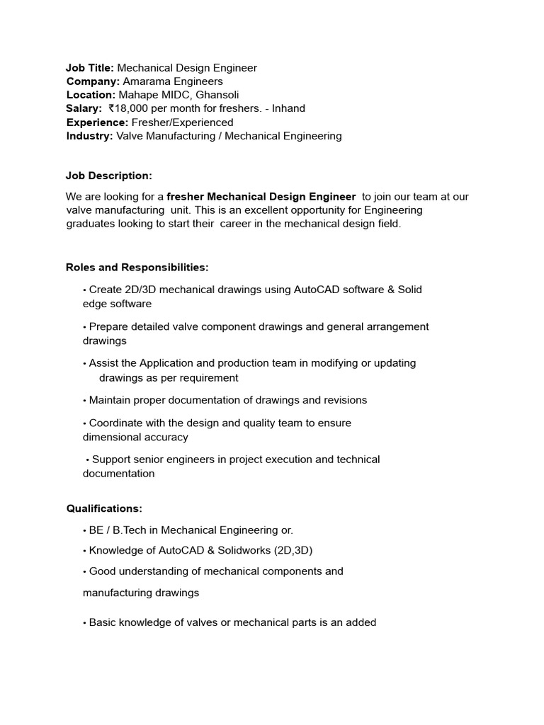 JD - Design Engineer | PDF