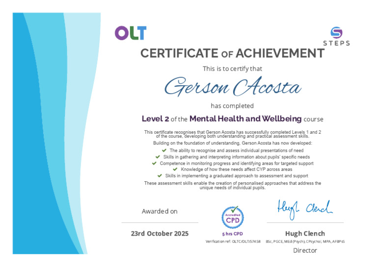 Mental Health Course Completion Certificate | PDF